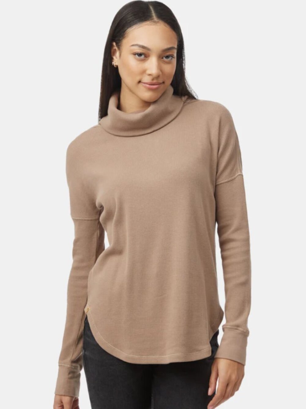 TenTree Waffle Turtleneck Long Sleeve - Pine Bark